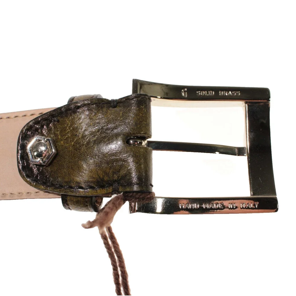Di Bianco NWT Cut to Size Dress Belt In Green Pebbled Leather One Size